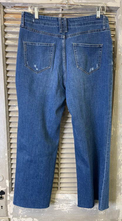 EESOME Cropped Denim Straight Leg Jeans