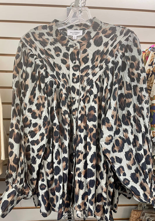 EESOME Fierce & Flowy Sage Brown Blouse