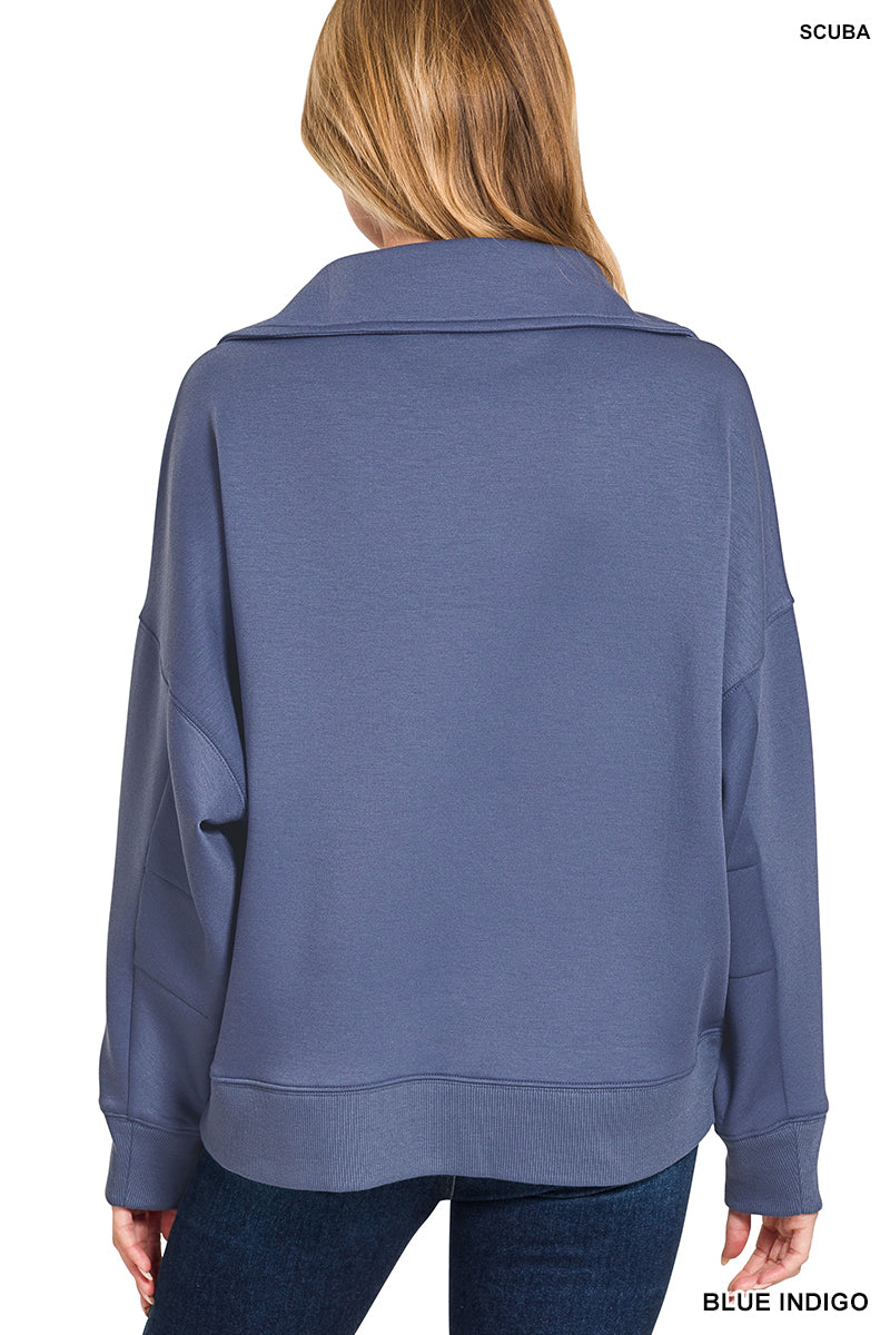 Zenana SCUBA COLLARED PULLOVER & PANTS SET