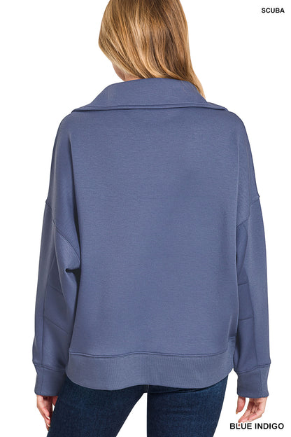 Zenana SCUBA COLLARED PULLOVER & PANTS SET