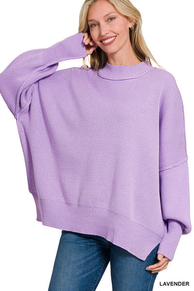Zenana SIDE SLIT OVERSIZED SWEATER