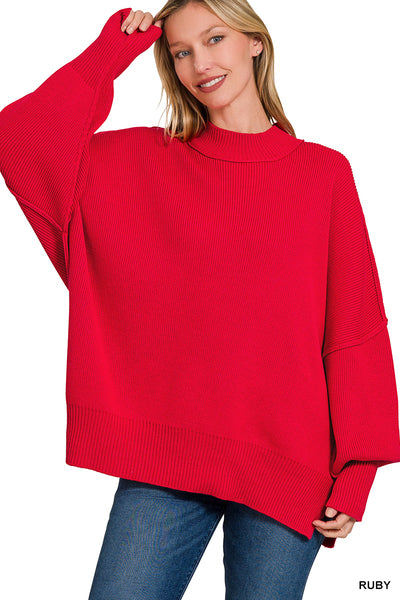 Zenana SIDE SLIT OVERSIZED SWEATER