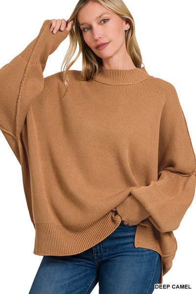 Zenana SIDE SLIT OVERSIZED SWEATER