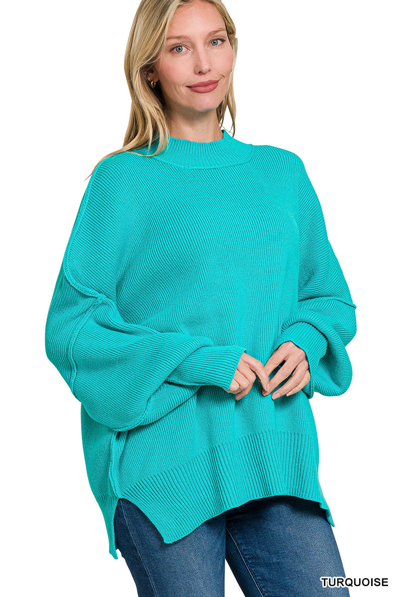 Zenana SIDE SLIT OVERSIZED SWEATER