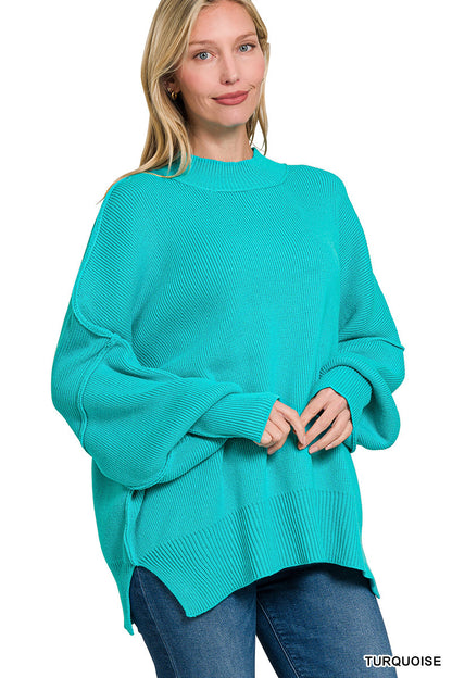 Zenana SIDE SLIT OVERSIZED SWEATER