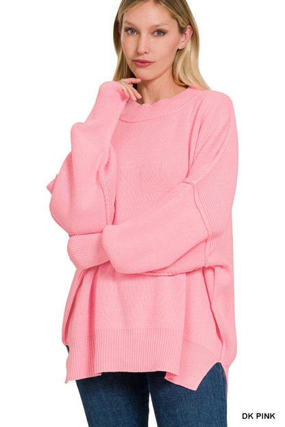 Zenana SIDE SLIT OVERSIZED SWEATER