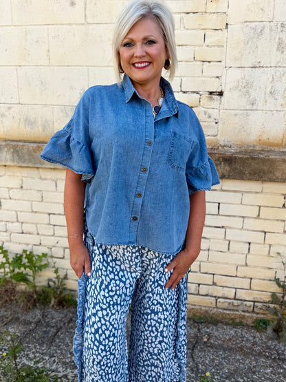 Easel BUTTON DOWN WASHED DENIM SHIRT