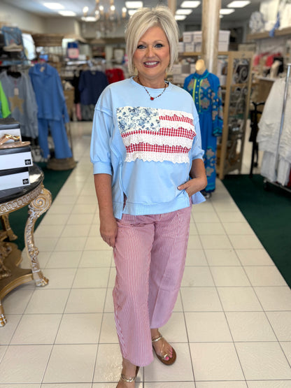 Jodifl Red & White Striped Barrel Jeans