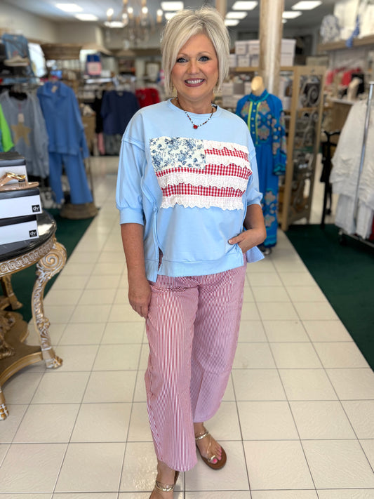 Jodifl Red & White Striped Barrel Jeans