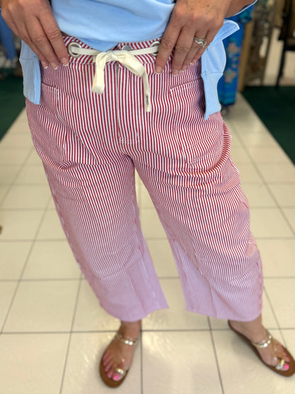 Jodifl Red & White Striped Barrel Jeans