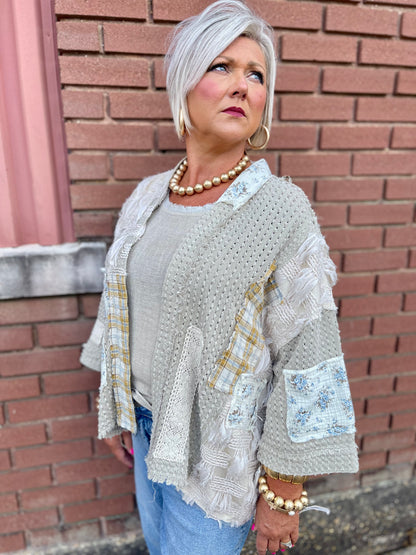 POL Vintage Patchwork Cardigan