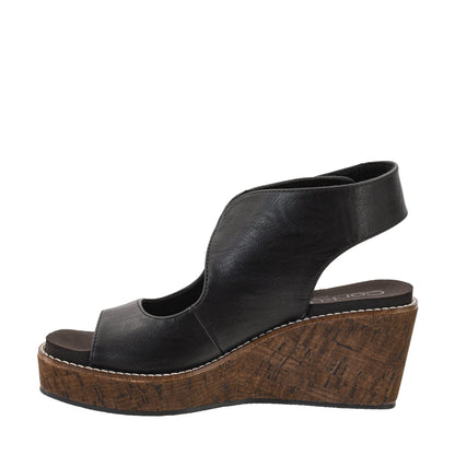 Corkys Black Let's Talk About It Wedges