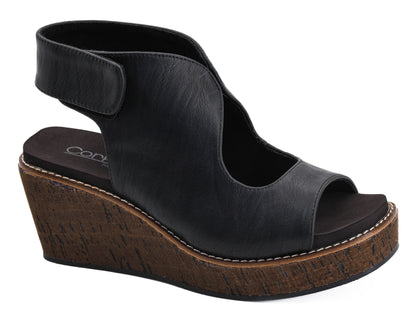 Corkys Black Let's Talk About It Wedges
