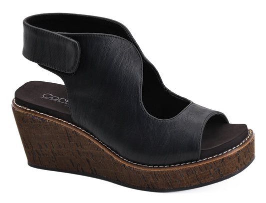 Corkys Black Let's Talk About It Wedges
