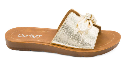 Corkys Gold Crinkle Metallic Too Cute Sandals