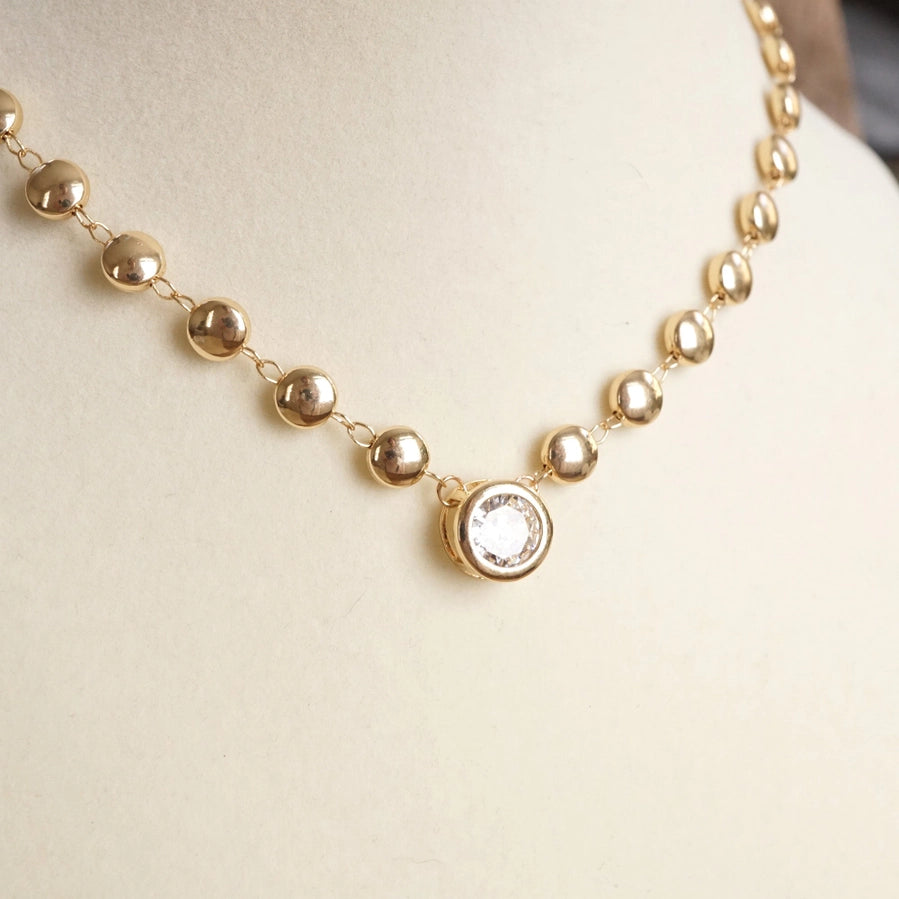 Clear Crystal Bezel Pendant Necklace