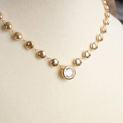 Clear Crystal Bezel Pendant Necklace
