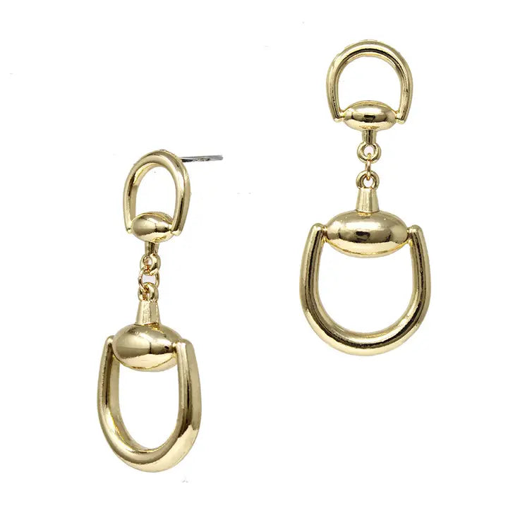 Gold Horse Bit 1" Stud Earring