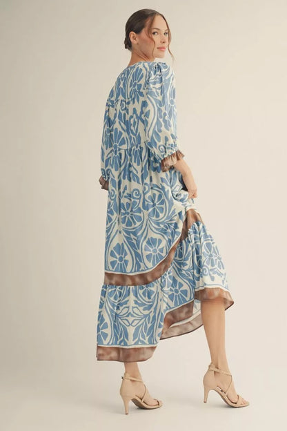 Jodifl Sky Blue & Taupe Midi Dress