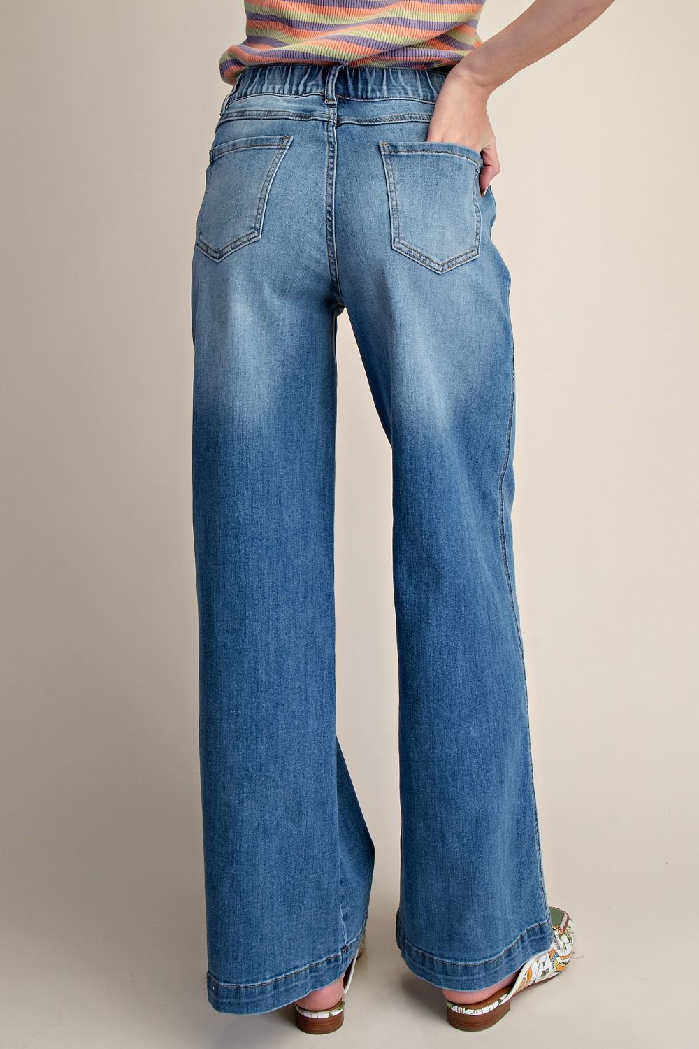 Easel SANDBLASTED WASHED STRETCH DENIM PANTS