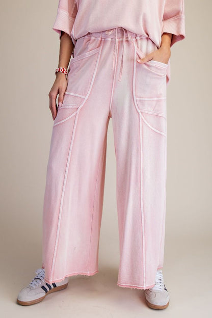 Easel Blush Monkey Washed Terry Pants