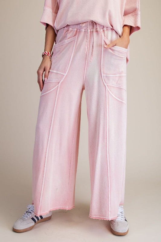 Easel Blush Monkey Washed Terry Pants