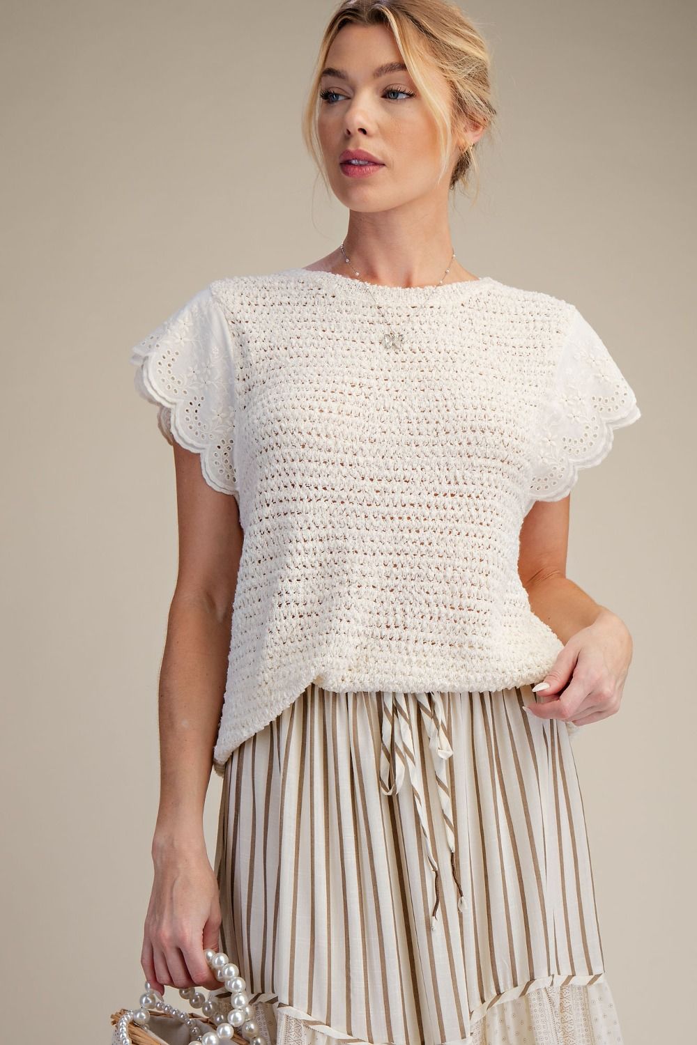 Easel Wing Sleeve Knit Sweater