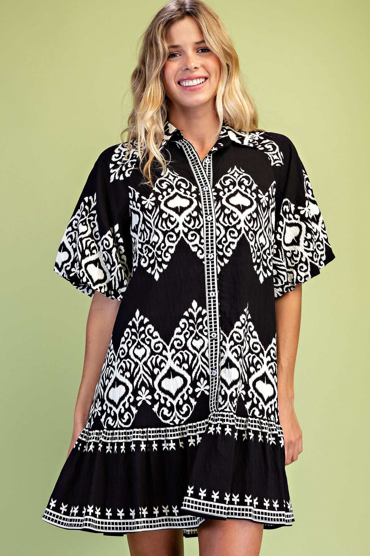 Gigio Black Mix Printed Shirt Dress