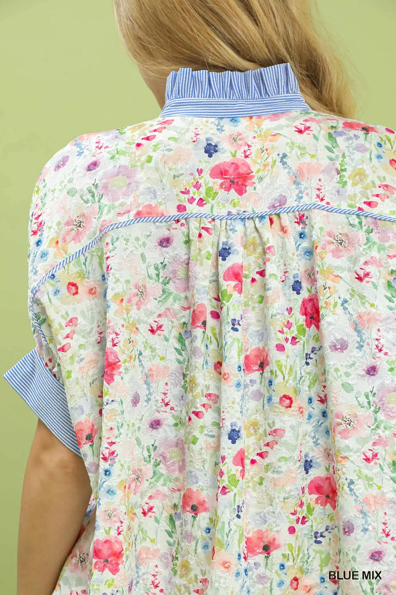 Umgee Floral Print Button-Down Top