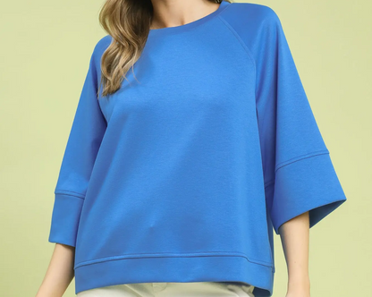 Umgee Cerulean 3/4 Raglan Sleeve Top