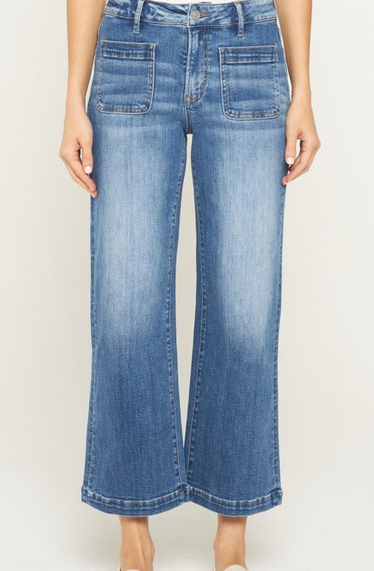 Mica High Rise Cropped Wide Leg With Patch Pkt