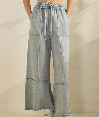 Sage + Fig Denim Mineral Washed Terry Knit Pants