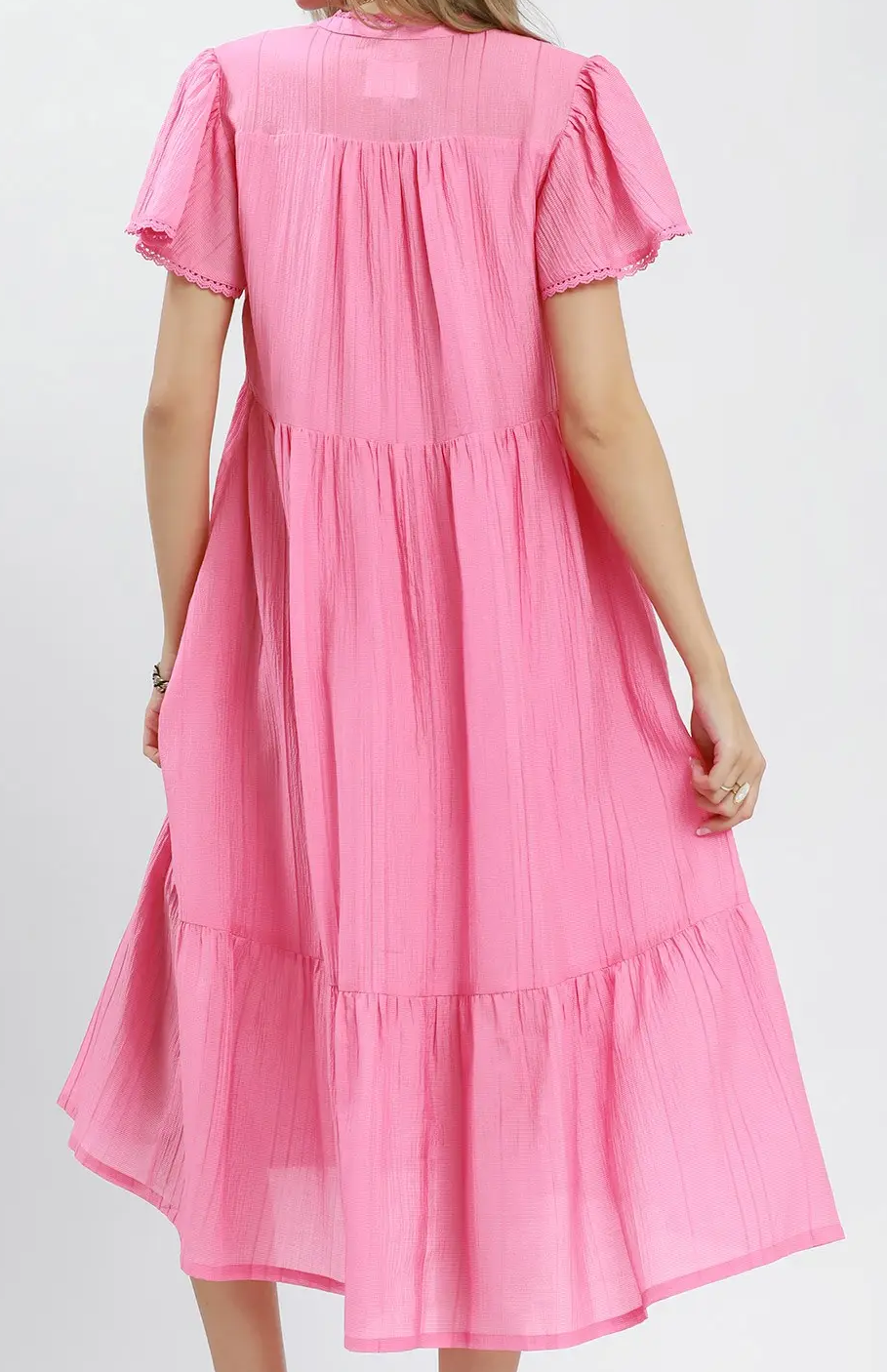 Umgee Peony Textured Tiered Midi Dress