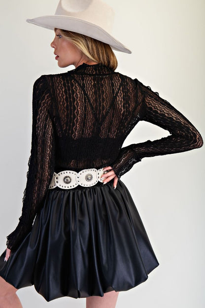 Easel Long Sleeve Lace Fitted Top