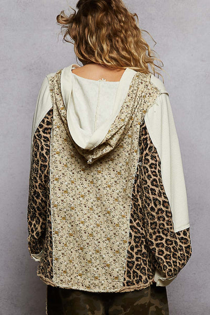 POL Boho Leopard Floral Hoodie