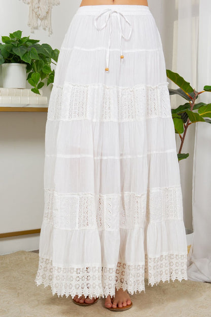 Young Threads Tiered Lace Patchwork Skirt