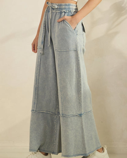 Sage + Fig Denim Mineral Washed Terry Knit Pants