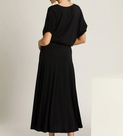 Umgee Black Flare Maxi Skirt