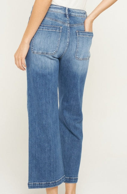 Mica High Rise Cropped Wide Leg With Patch Pkt