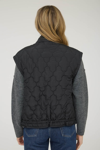 Blu Pepper Plus Tie Detail Snap Button Down Quilted Puffer Vest