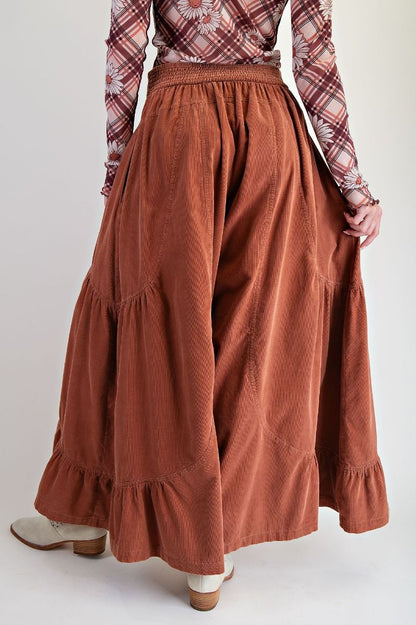Easel Brick Baby Corduroy Washed Palazzo Pants