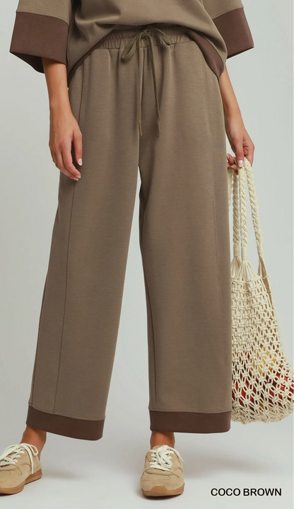 Umgee CLOUDKNIT Modal & Tencel Colorblock Straight Pants