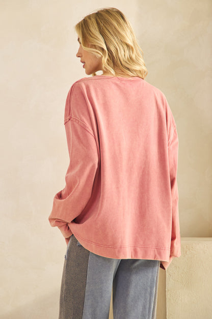 Sage + Fig FRENCH TERRY BOW DETAIL SWEATSHIRT