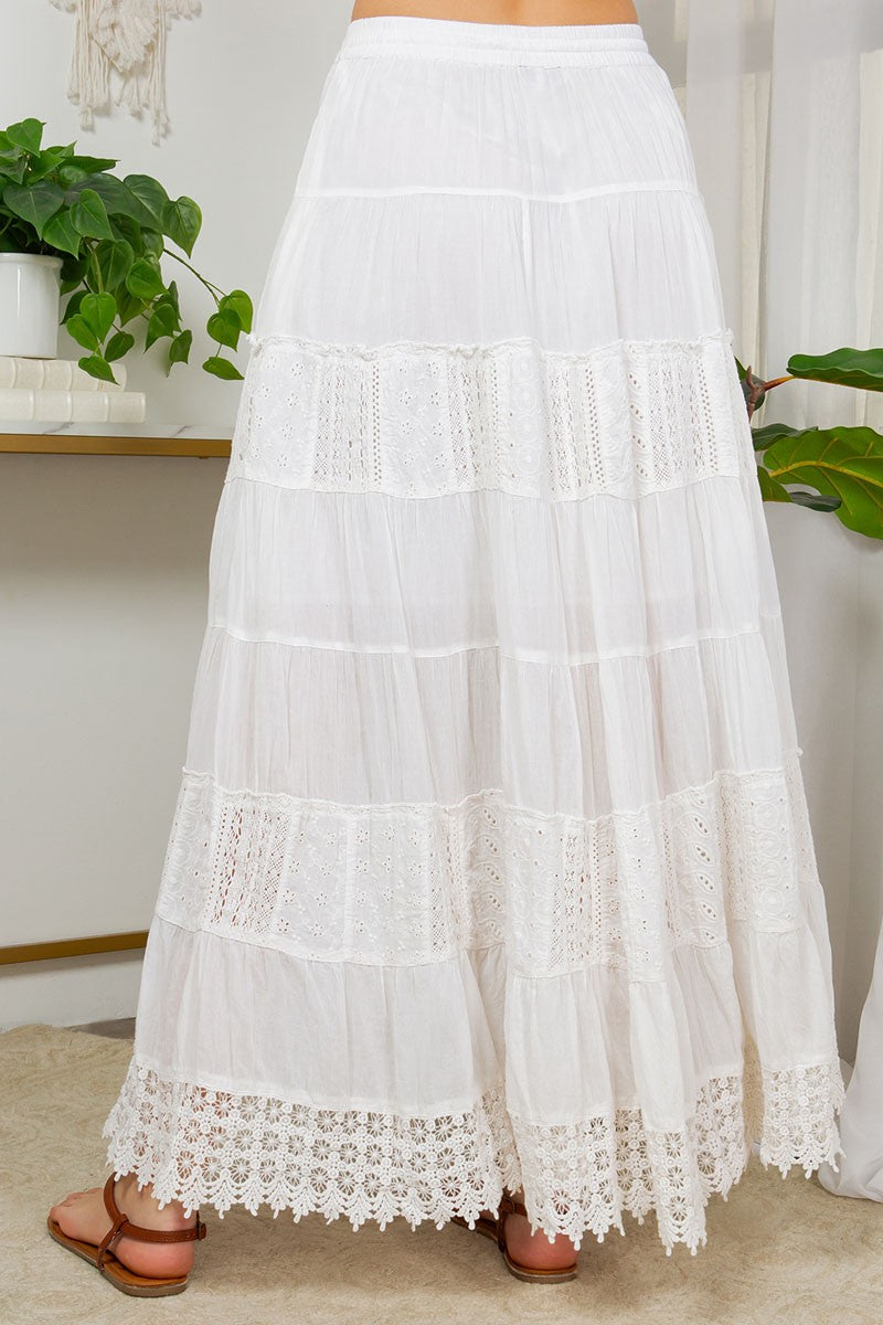 Young Threads Tiered Lace Patchwork Skirt