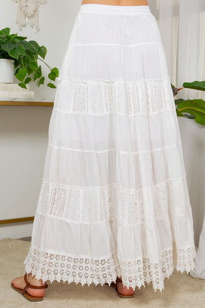 Young Threads Tiered Lace Patchwork Skirt