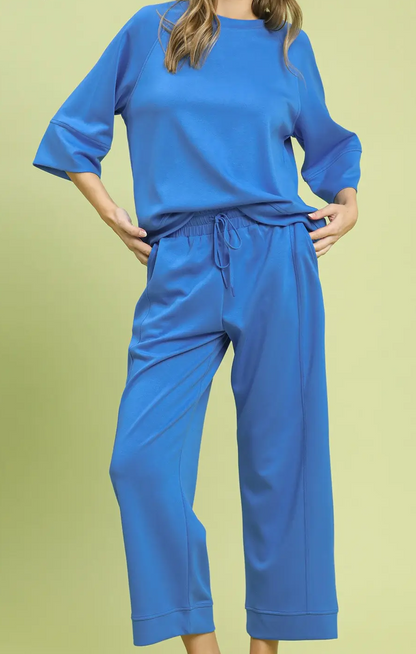Umgee Cerulean Luxeknit On-The-Go Straight Leg Pants