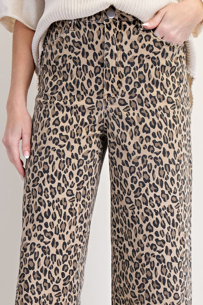 Easel ANIMAL PRINT WASHED TWILL PANTS