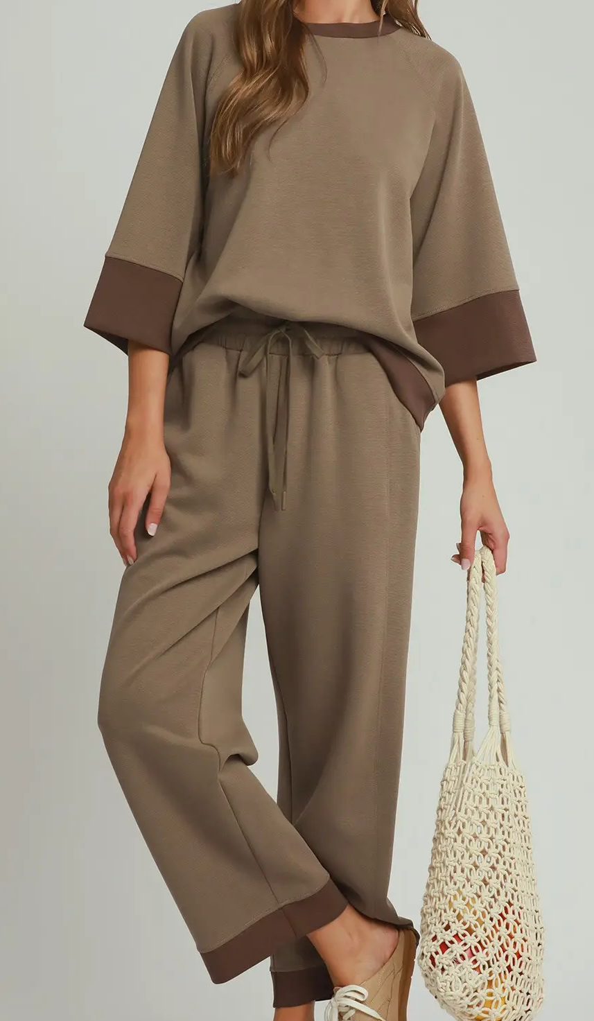 Umgee CLOUDKNIT Modal & Tencel Colorblock Straight Pants