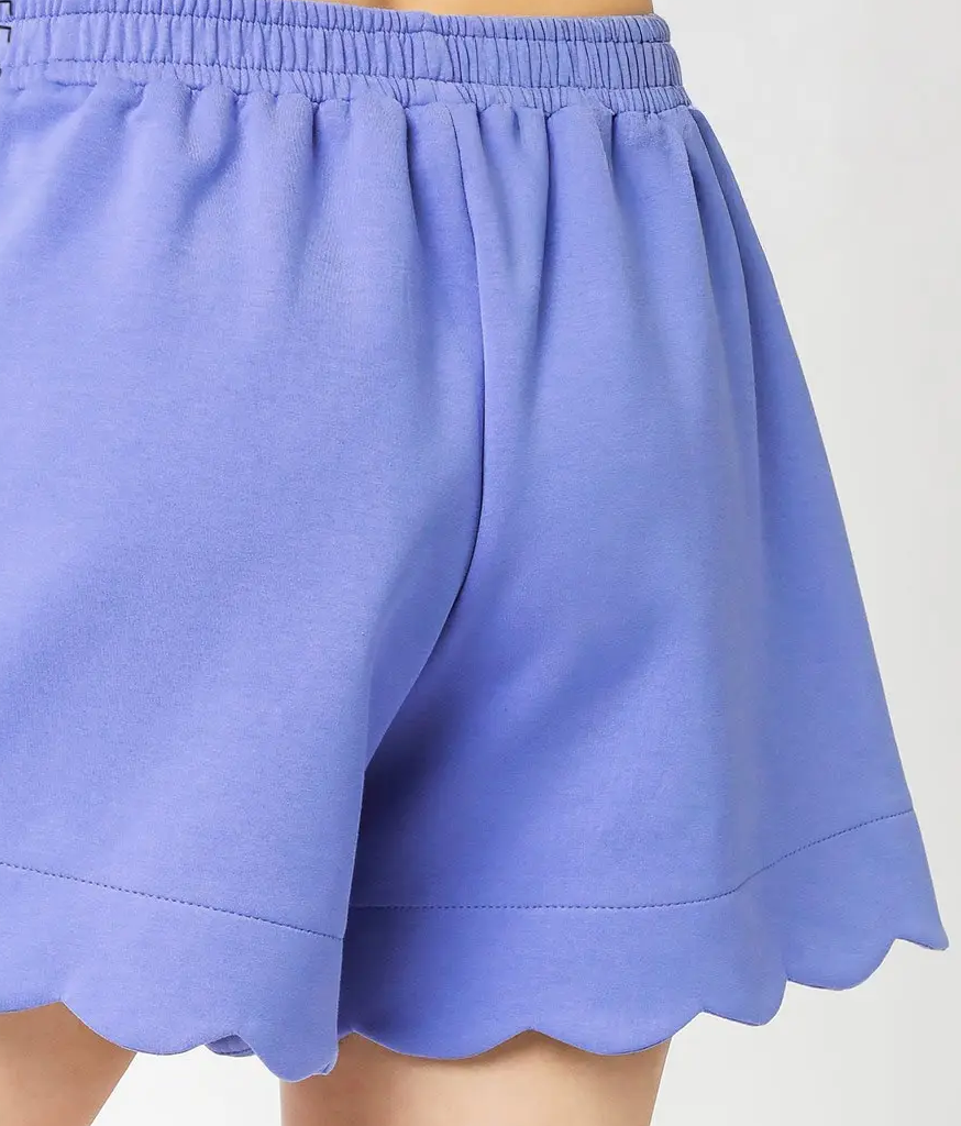 Umgee Peri Blue Scalloped Hem Shorts