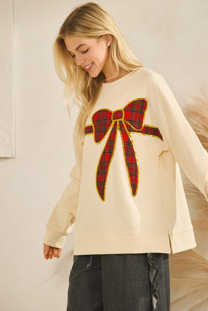 Sage + Fig Tartan Bow Pullover